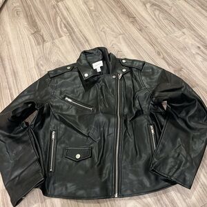 Nine West Men's Black Faux Leather Jacket